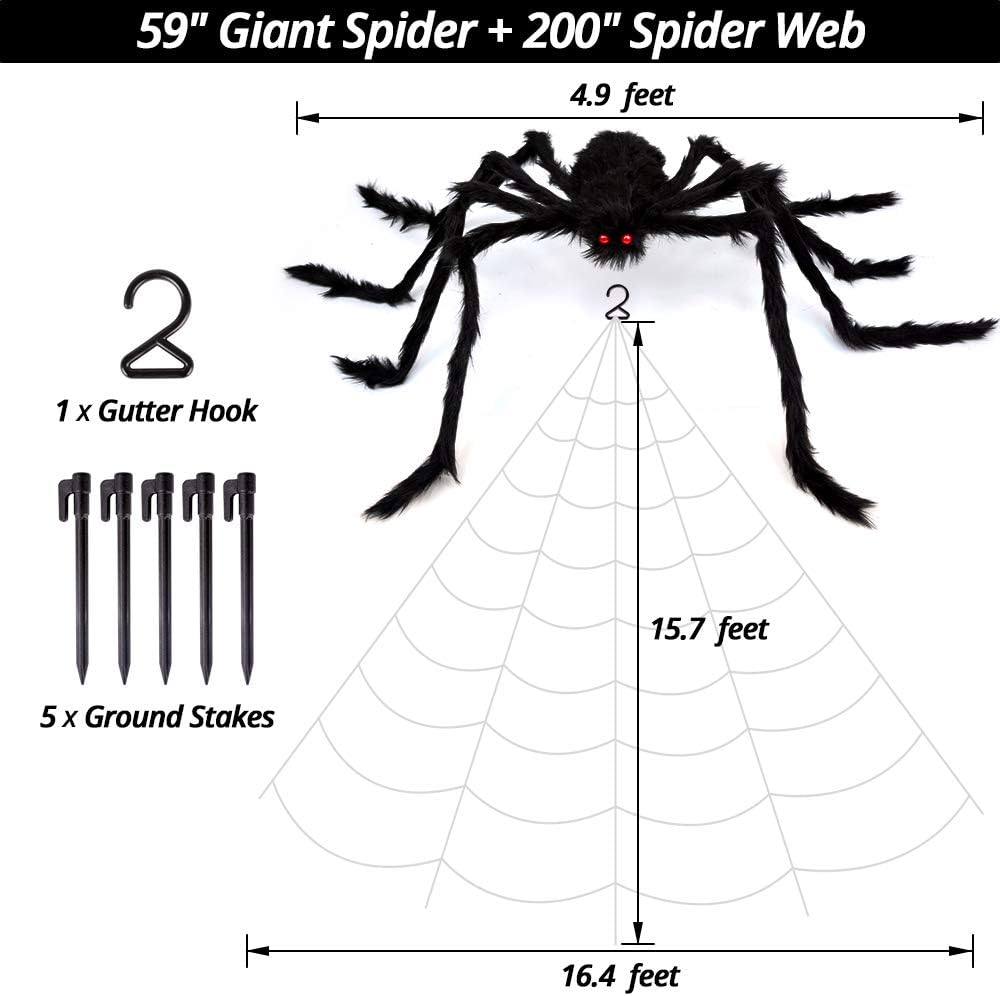 Get ready for Halloween with this triangular giant spider web and Halloween spider
