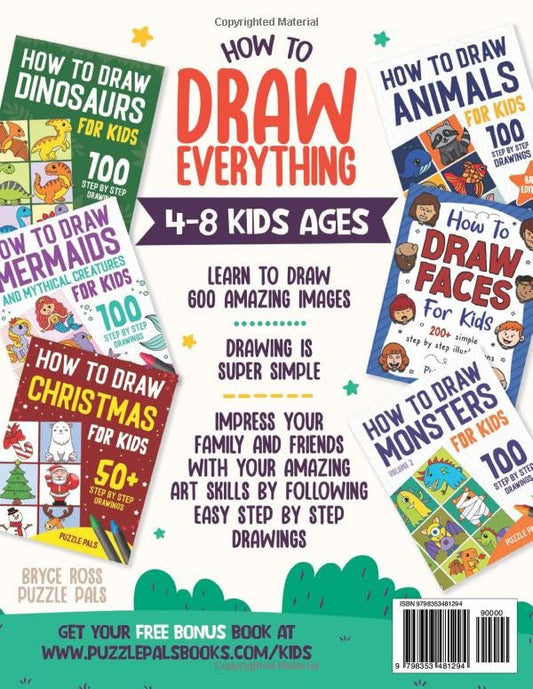 Step By Step Drawings For Kids, Easy-to-read pages and a bonus E-Book included