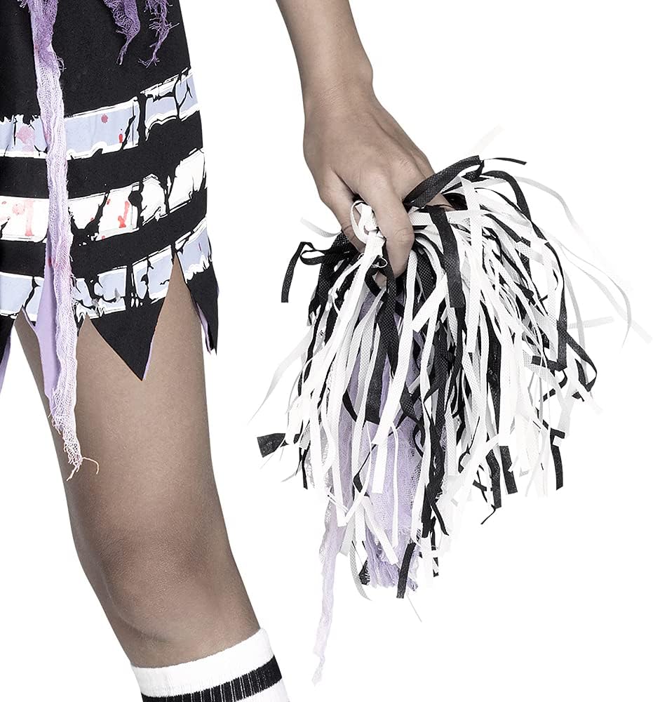 This adorable girls black purple "Zombie Fearleader" cheerleader costume dress is sure to be a favorite for Halloween