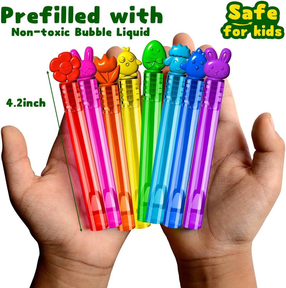 Mini bubble wands with 8 cute Easter designs, 32pcs