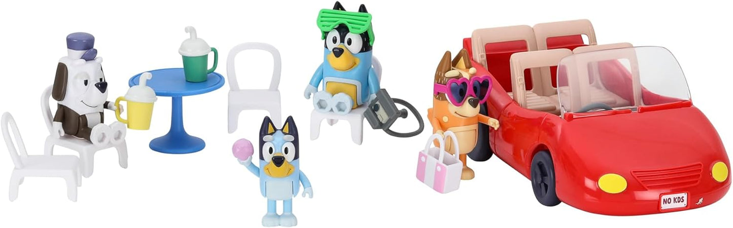 Immerse yourself in the world of Bluey with the Bluey Convertible Vehicle and 4 Figure Pack