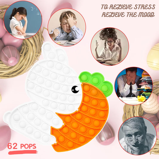 Improve fine motor skills and hand-eye coordination with the help of these Bunny Carrot Pop Bubble Fidget Sensory Toys