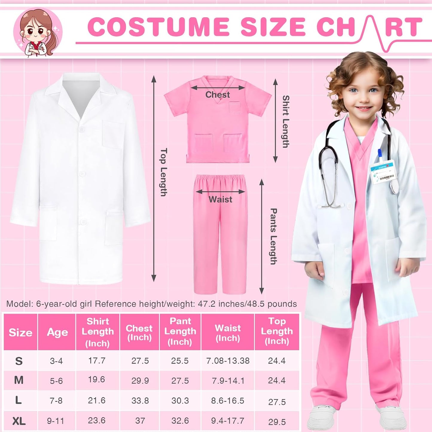 This doctor costume set is perfect for pretend play, learning and inspiring your child's imagination