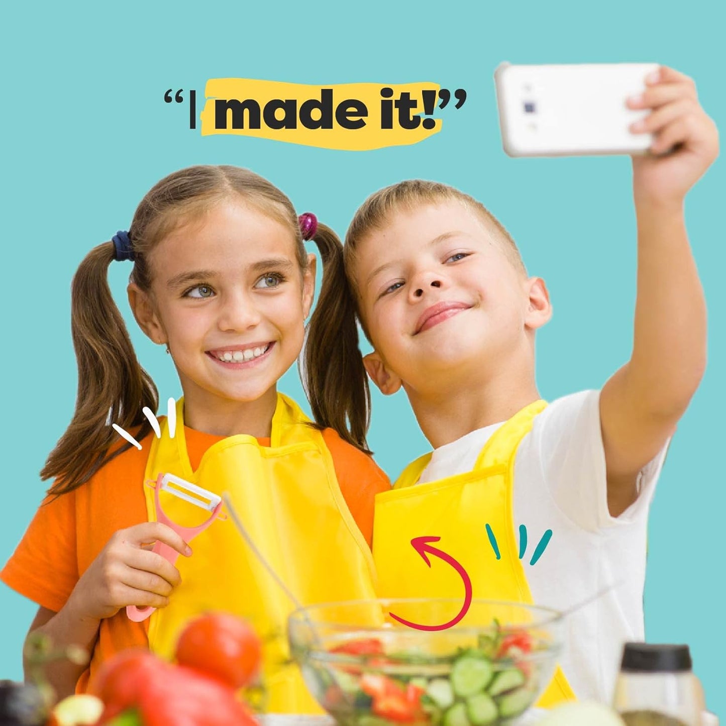 Kid Safe Cutting Board, Peeler, Plastic Kids Knife Set