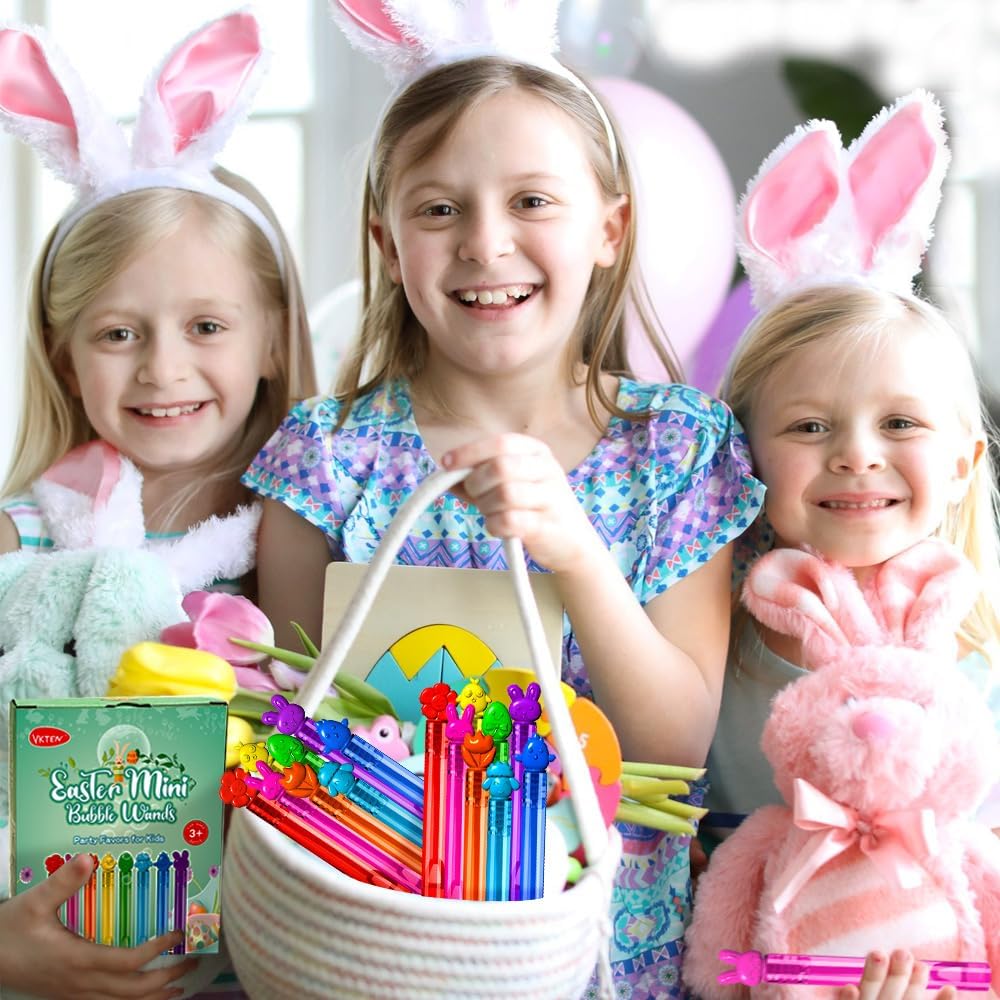 Mini bubble wands with 8 cute Easter designs, 32pcs