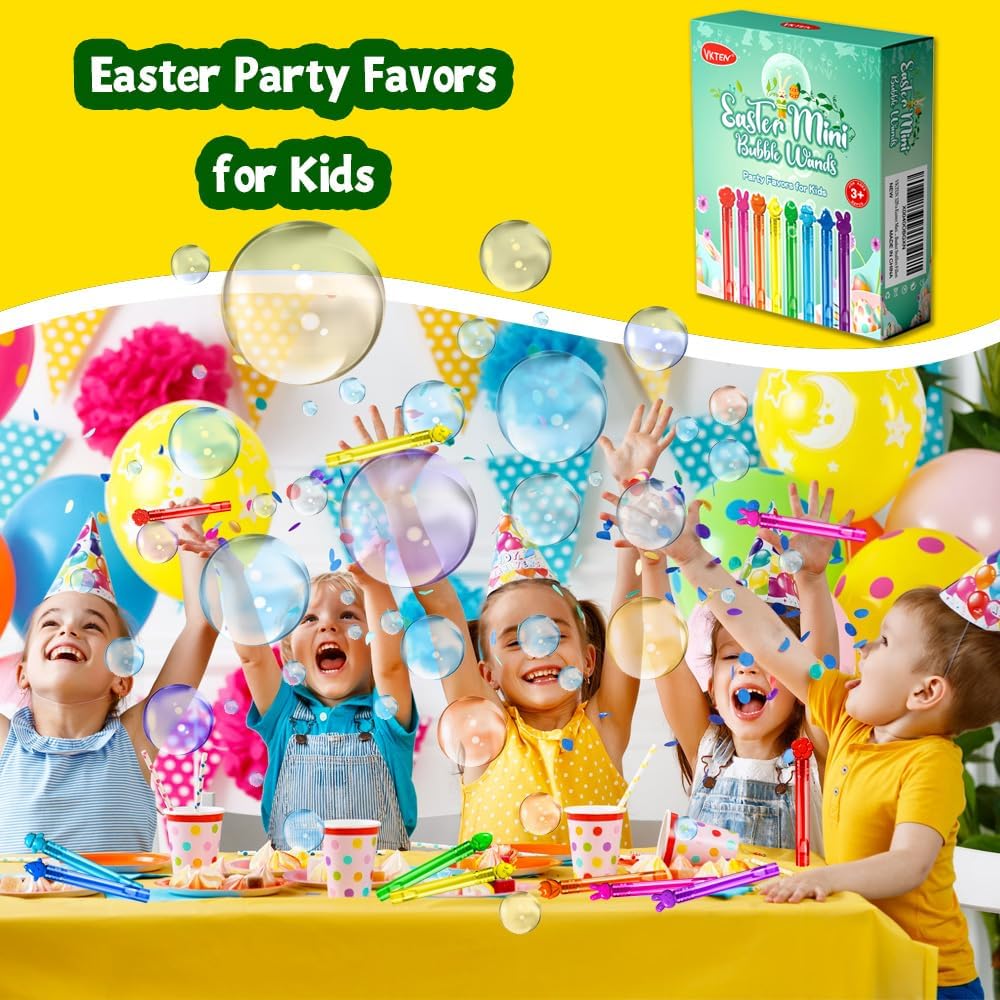 Mini bubble wands with 8 cute Easter designs, 32pcs