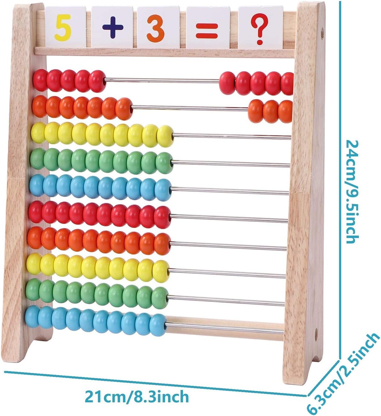 The 10 Row Wooden Counting Frame with Number Cards is a Classic Abacus with 100 Vibrant Beads