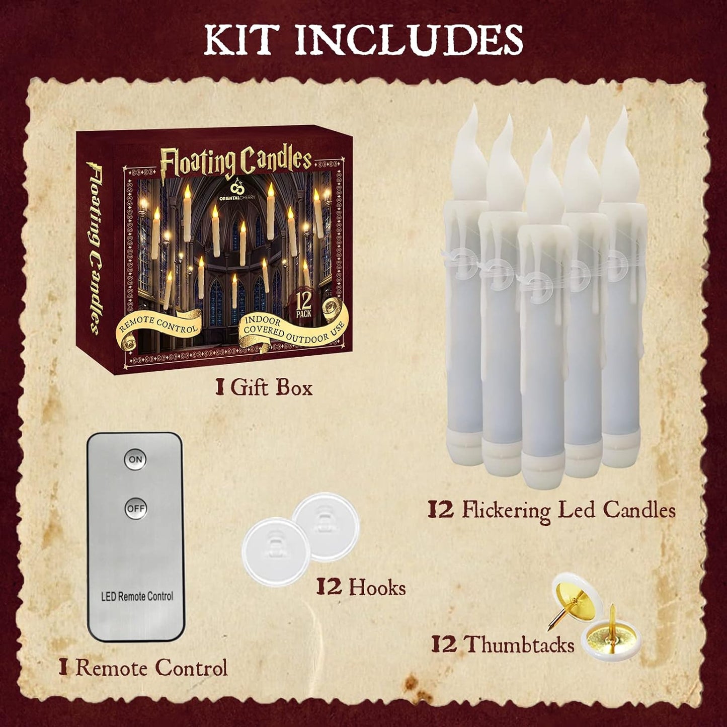 Experience the enchanting ambiance of lifelike flickering flames with these floating LED candles with remote control