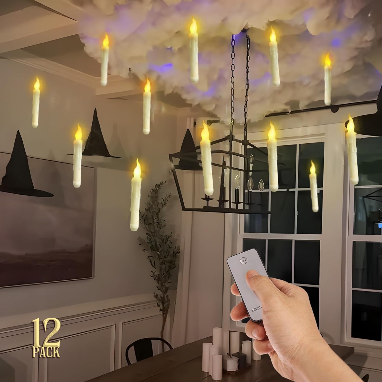 Experience the enchanting ambiance of lifelike flickering flames with these floating LED candles with remote control