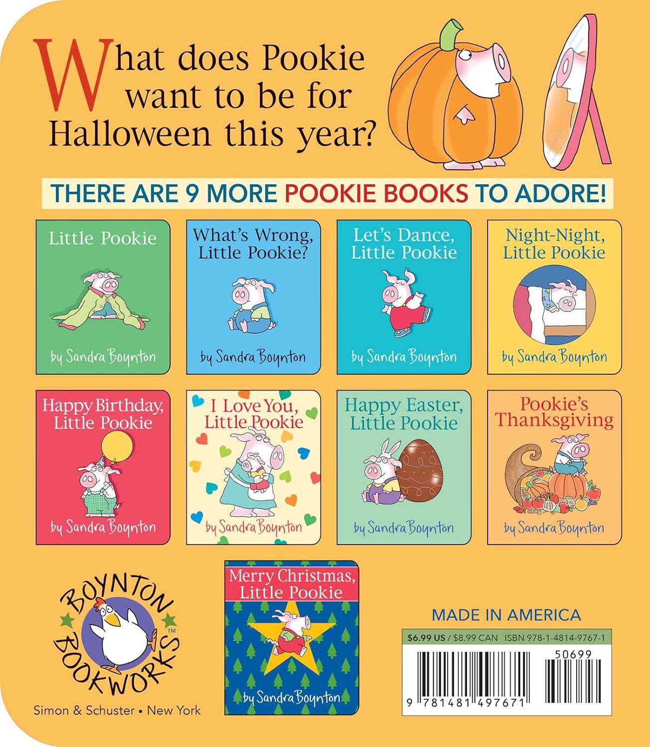 Experience the humorous journey of Little Pookie in this award-winning board book by Sandra Boynton