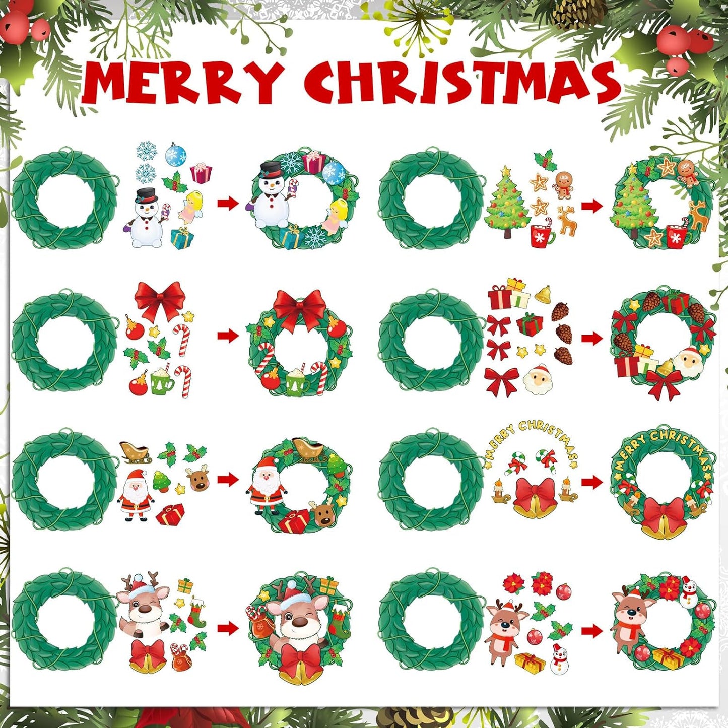 Perfect sticker craft kit for children's Christmas DIY projects (48 pcs)