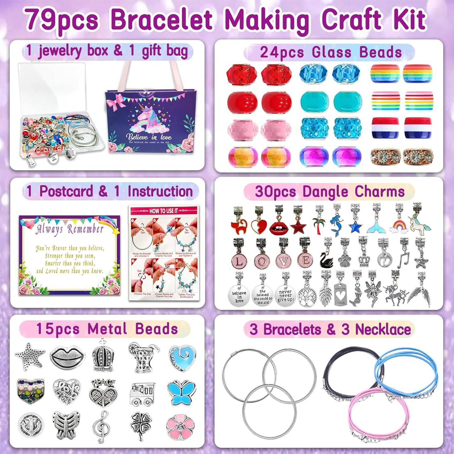 Unicorn/Mermaid Charm Bracelet Jewelry Making Kit