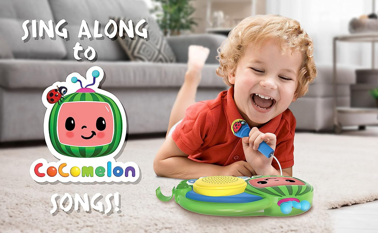 Cocomelon Singalong Boombox with Microphone, Built-in Music and Flashing Lights