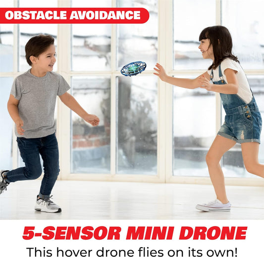 Made for kids and adults, this mini drone features obstacle avoidance technology and vibrant LED lights