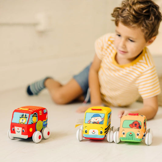 Improve sensory skills in children with this Melissa & Doug Pull-Back Vehicle set