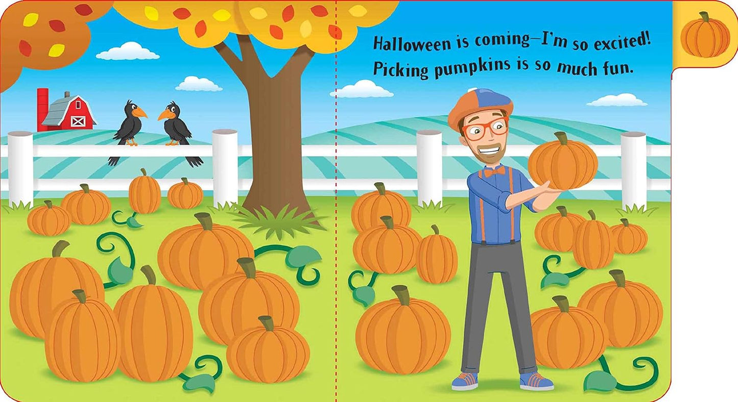 Blippi thoroughly enjoys Halloween, from selecting pumpkins at the patch to designing the ideal costume for his dog Lyno