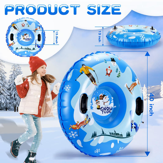 Prepare for winter fun with the Neddie 40’’ Inflatable Snow Tube with Cold-Resistant PVC and Raised Handle