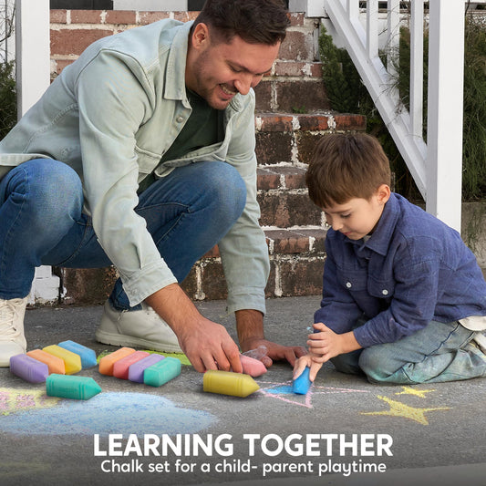 Enjoy a safe and creative experience with this set of 12 giant cone-shaped chalk pieces