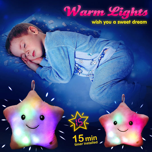 Creative twinkle star glowing LED lights inside the pillow change color