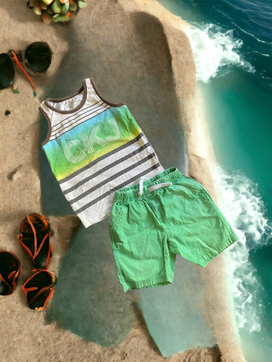 Calvin Klein Jeans striped multicolored tank top and short outfit