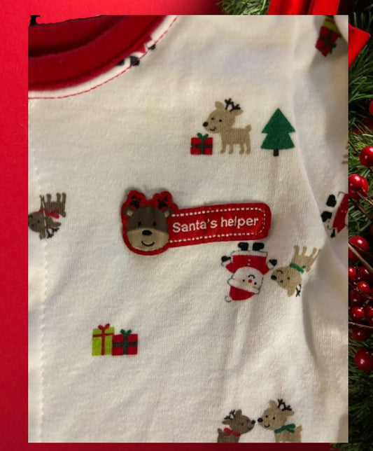 Festive Santa's Helper cotton baby bodysuit Christmas footie