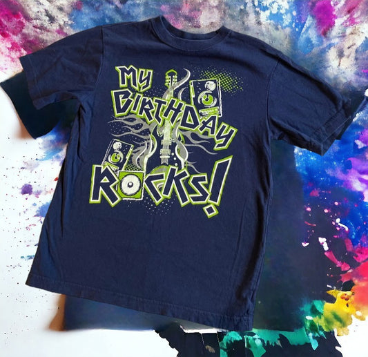 "My Birthday Rocks!" graphics add cool flair to this awesome birthday t-shirt