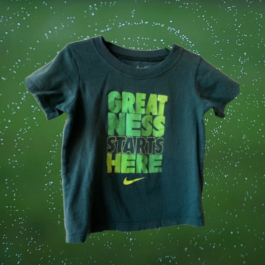 This Nike "Greatness Starts Here" Boy Graphic Tee is designed for active toddlers who are always on the go