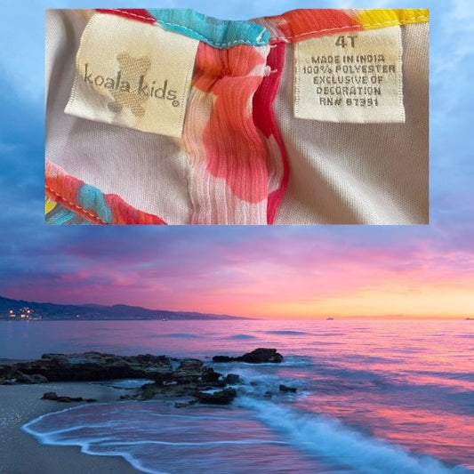 Koala Kids floral ruffle dress boasts a sleeveless, ruffle neckline and convenient pull over design