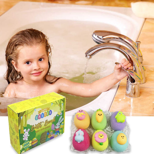 Easter-themed Bath Bombs with Squishy Toys Inside, 6 pack