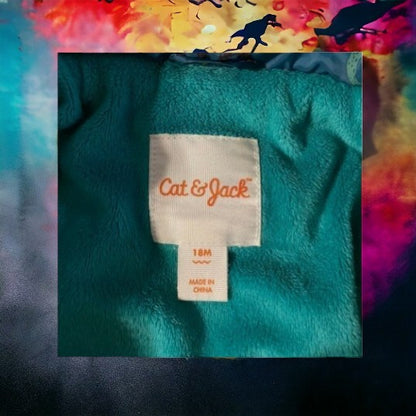 Cat & Jack Girl’s Colorful Dinosaur Design Coat & Mittens