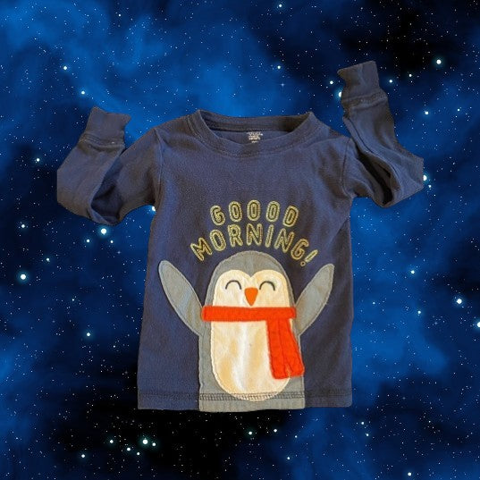 Happy morning penguin appliqué pajama top