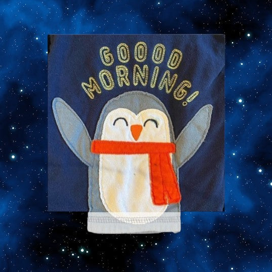 Happy morning penguin appliqué pajama top