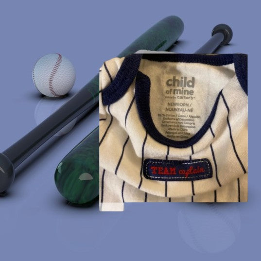This Carter's newborn onesie features a bold team captain design, making it perfect for sports-loving families