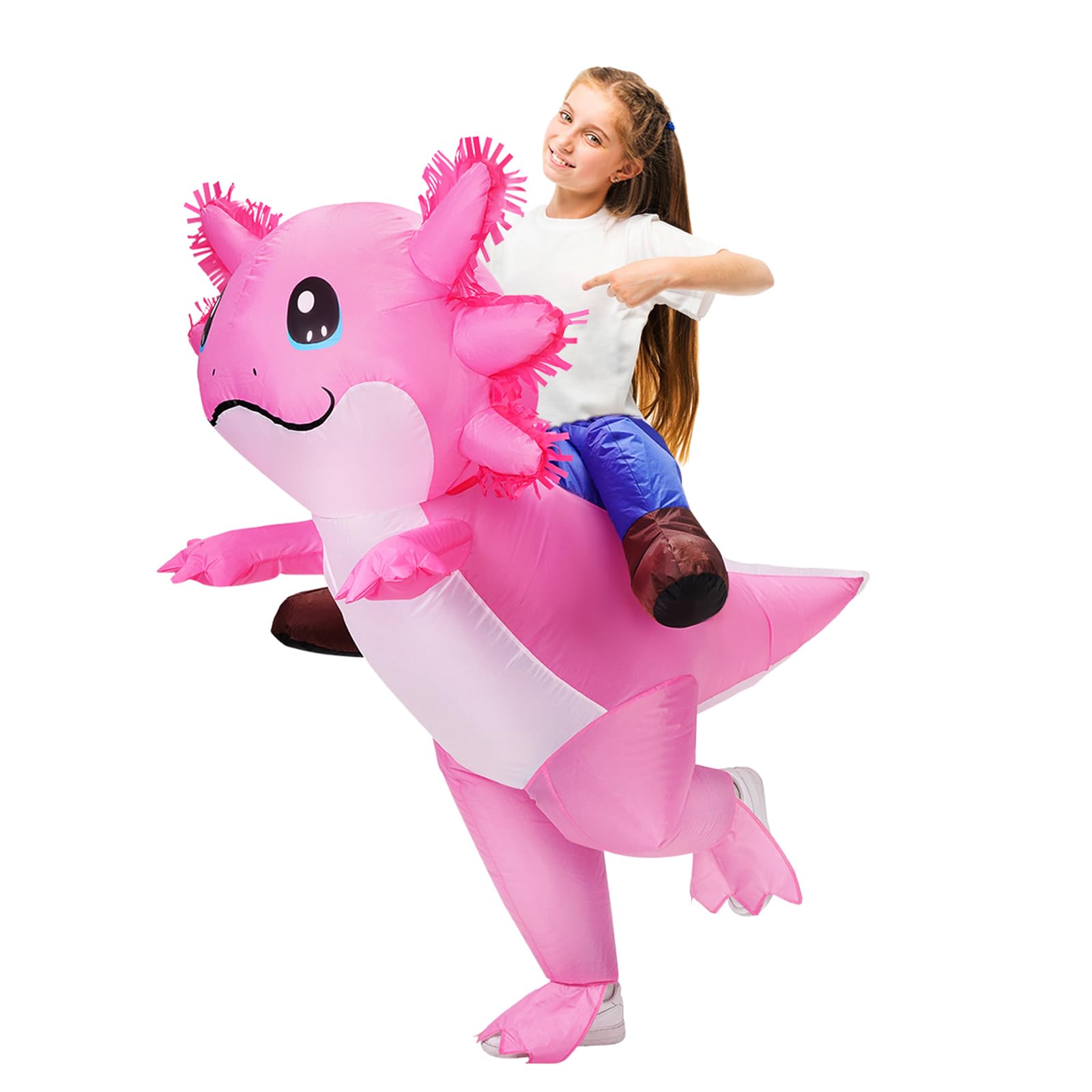 This inflatable costume is perfect for kids who love the unique and beloved axolotl figure.