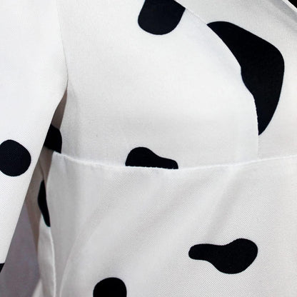 Your little princess will embrace Halloween in this colorful Dalmatian print costume