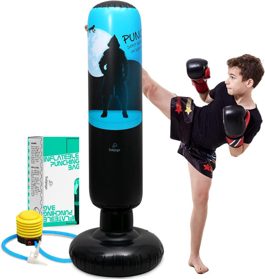 Inflatable Punching Bag for Kids with Foot Pump