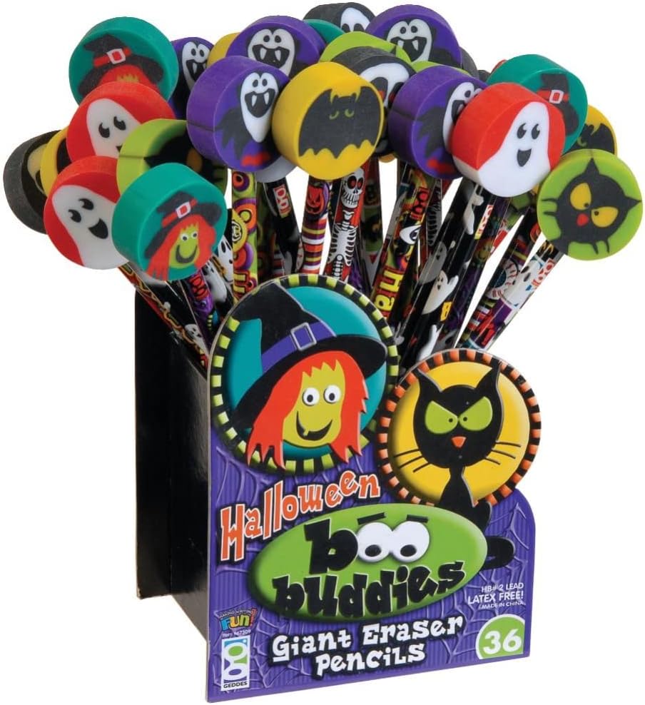 Enhance your child's homework experience with Boo Buddies Number 2 Pencils With Giant Pencil Top Erasers (Pack of 36)!