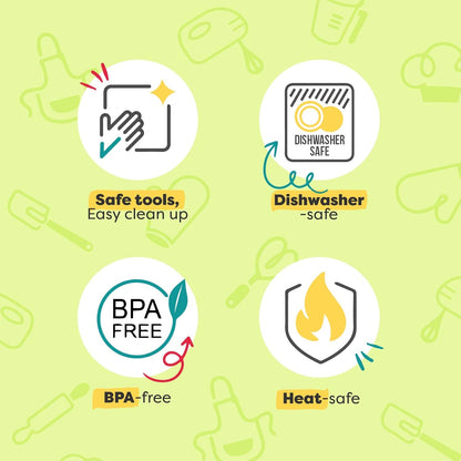 Kid Safe Cutting Board, Peeler, Plastic Kids Knife Set