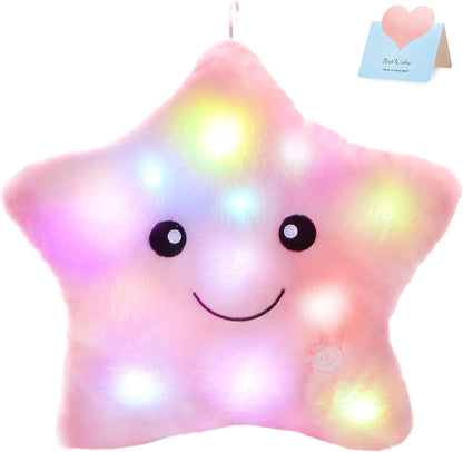 Creative twinkle star glowing LED lights inside the pillow change color