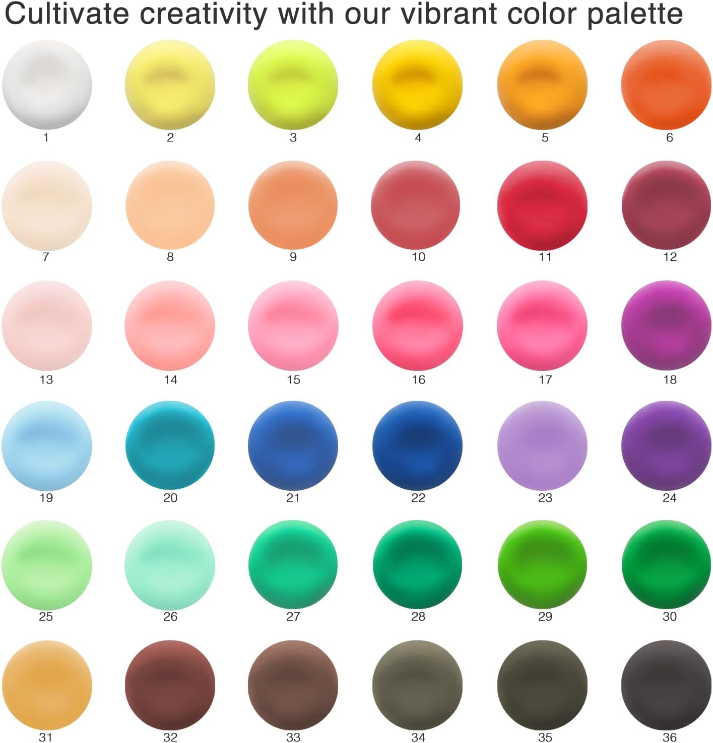 This air dry modeling clay is designed to foster creativity and boost self-confidence in children of all skill levels.
36 Colors, Soft &amp; Ultra Light
With a smooth texture and softness, it allows both novice and expert sculptors to excel.
Not only does it come in a variety of colors, but it also helps kids develop color and shape recognition, as well as the art of mixing and matching.
Made from high-quality materials, this clay is durable, flexible, and non-greasy, ensuring long-lasting creations without