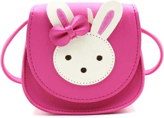 Cute Rabbit Crossbody Purse with Small Bow - Rose Pink