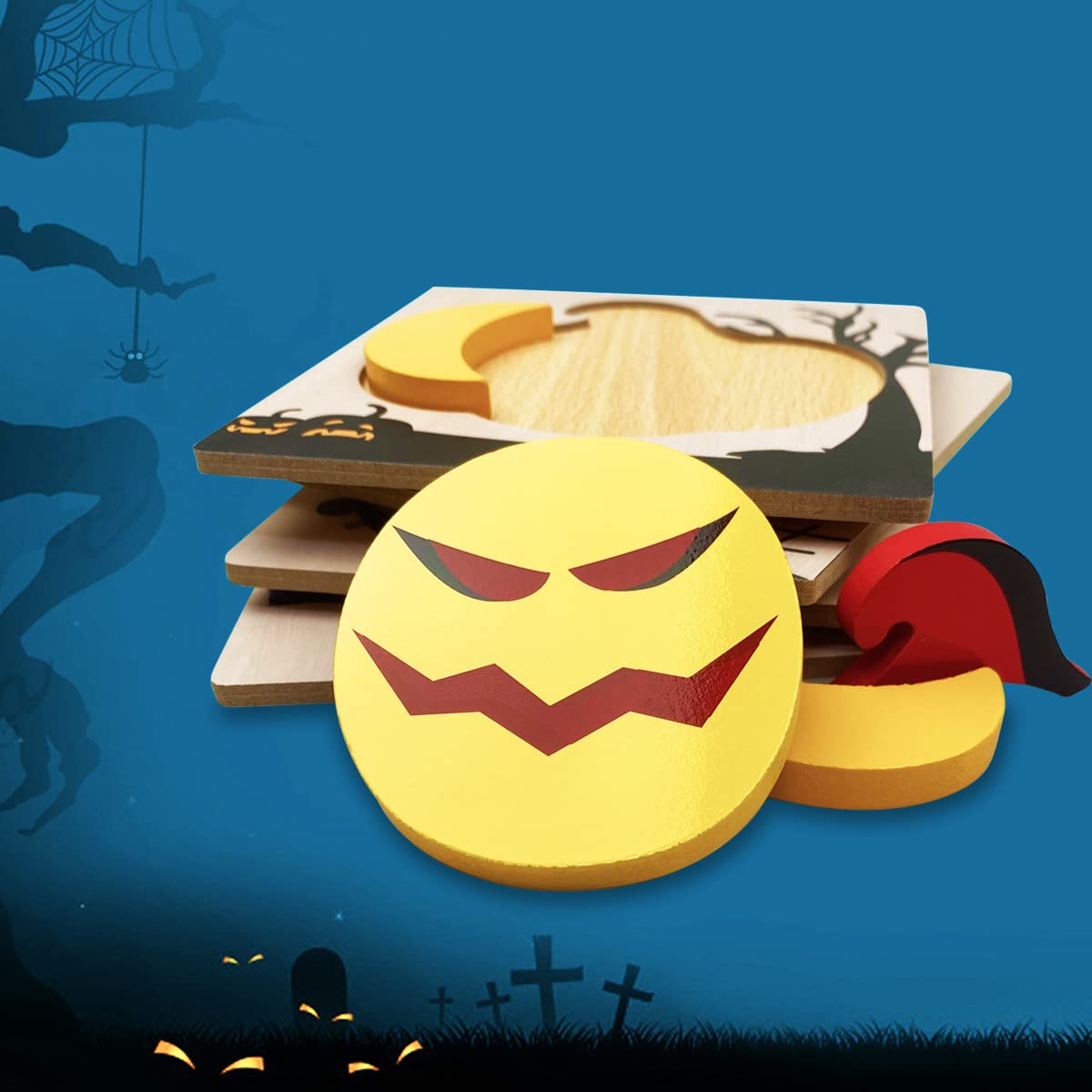 Introduce your little ones to a spook-tacular Halloween with Anditoy's 4 Pack Halloween Wooden Puzzles