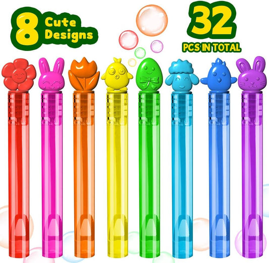 Mini bubble wands with 8 cute Easter designs, 32pcs