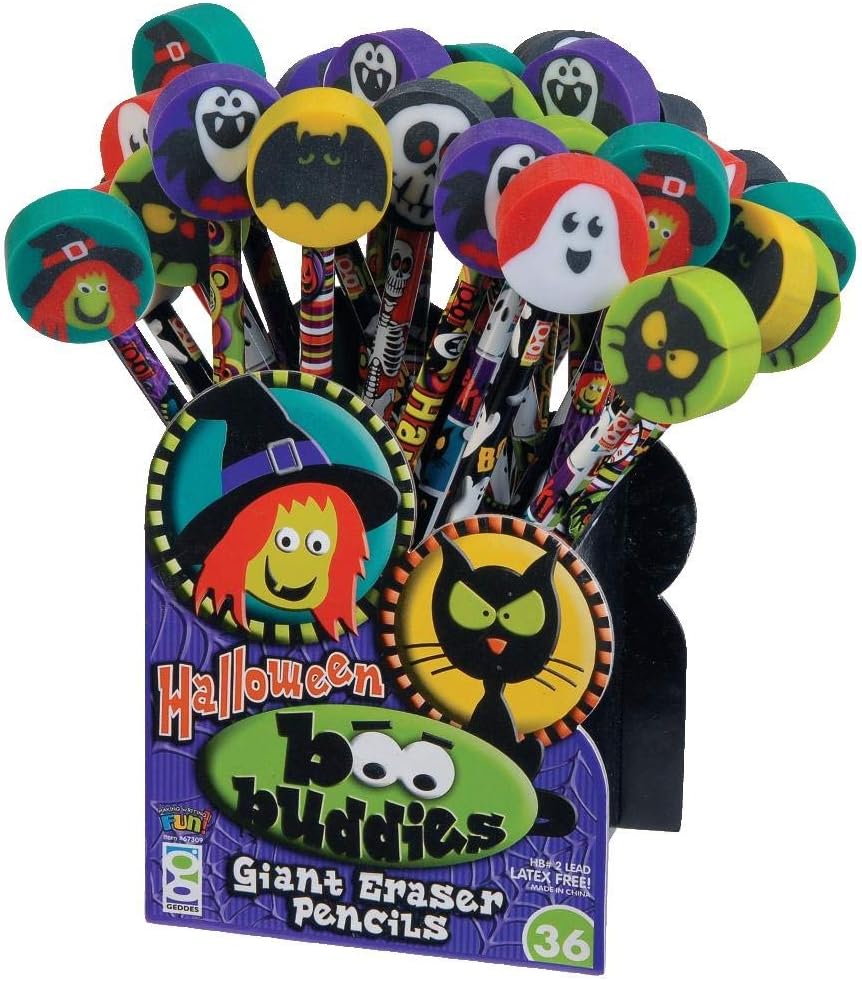 Enhance your child's homework experience with Boo Buddies Number 2 Pencils With Giant Pencil Top Erasers (Pack of 36)!