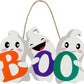 Enhance your Halloween decorations with this BOO wooden ghost sign set