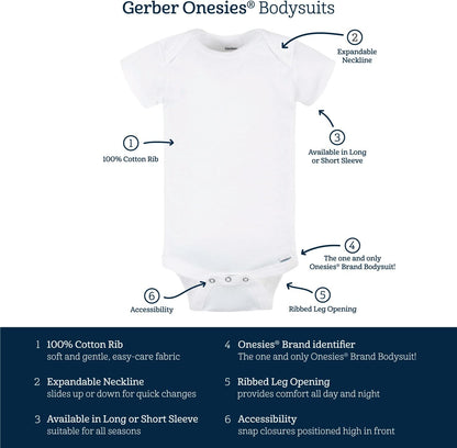 These Gerber onesies are made with 100% cotton rib for added breathability