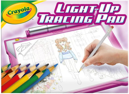 Draw like a pro with the Crayola Light-Up Tracing Pad in pink, complete with 35+ art tools.