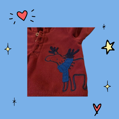 This Carter's hoodie sweatshirt is cute and stylish with an adorable appliqué scarf on the moose