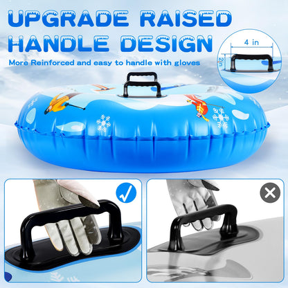 Prepare for winter fun with the Neddie 40’’ Inflatable Snow Tube with Cold-Resistant PVC and Raised Handle