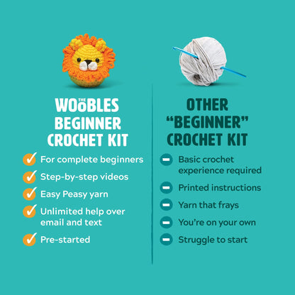 Learn crochet with our DIY kits! They make it easy for beginners to create adorable Woobles plushies